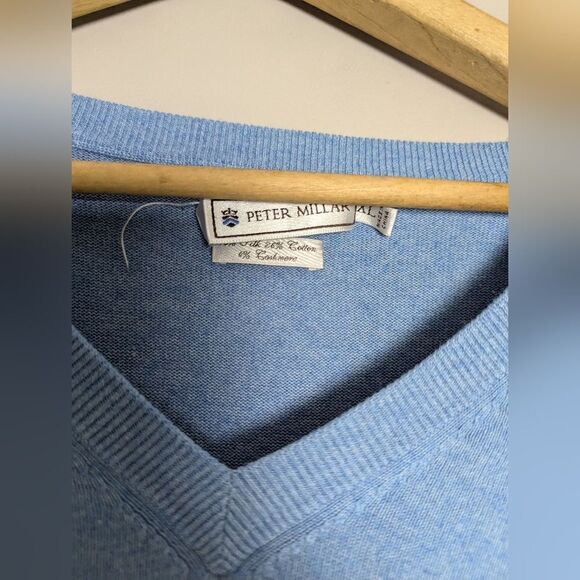 Vintage Peter Millar Mens Golf Vest – Silk Cotton Cashmere, Embroidered Leaf, XL - Picture 3 of 5